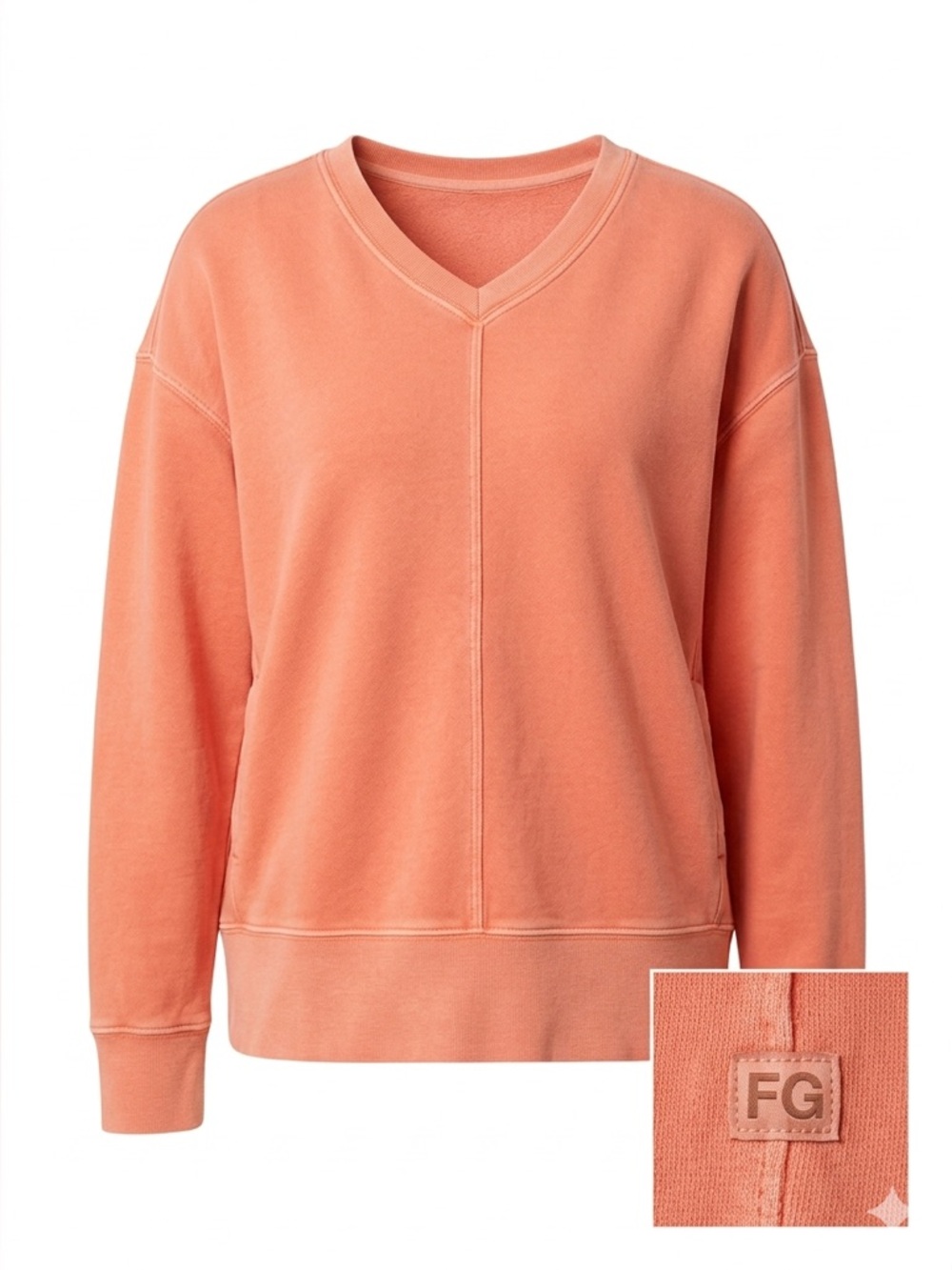 Washed Coral Sweatshirt with 'FG' Tag